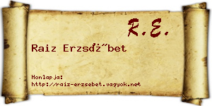 Raiz Erzsébet névjegykártya