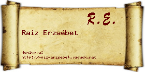 Raiz Erzsébet névjegykártya